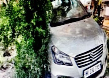 भाजपा नेता के बेटे की गाड़ी का एक्सीडेंट,पेड़ से टकराई कार बाल-बाल बचे